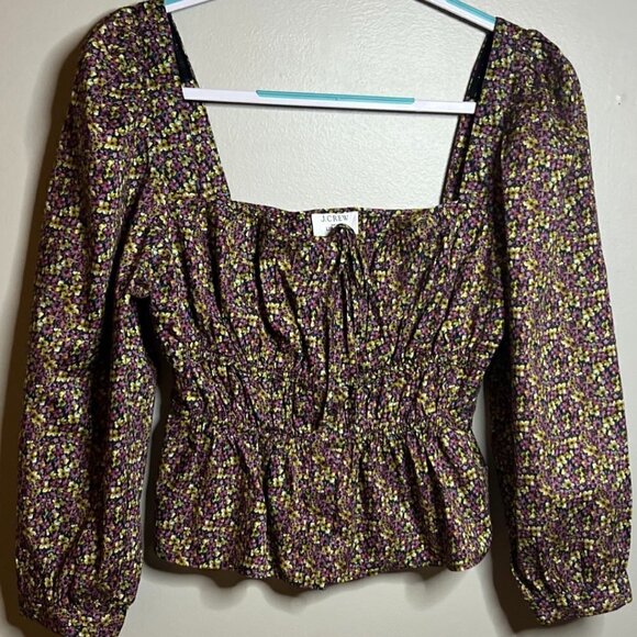 J. Crew Black Floral Peplum top, Liberty Fabric NWT Size M - Picture 1 of 7